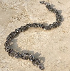 ✨VINTAGE Sterling Silver MARCASITE Floral 🌺Tennis Bracelet 🌟ESTATE Jewelry🌟
