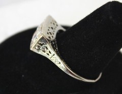 Antique BELAIS 10K DIAMOND ENGAGEMENT RING White Gold .66 Ct. Sz. 8.5 ~ GIA APP.
