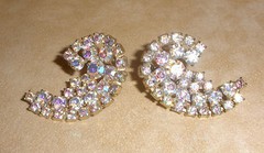 Juliana Climber Earrings in Aurora Borealis Stones in a Paisley Design by D & E