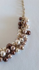 Chico’s goldtone necklace choker with creamy white, beige, bronze faux pearls