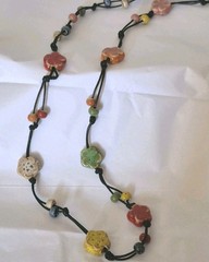 Multicolor Ceramic Bead Porcelain Necklace Bohemian Long Necklace Hippie Boho