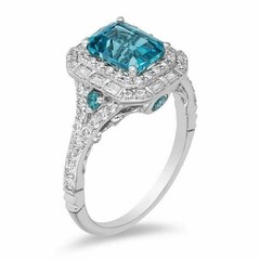 Art Deco Antique 3.90 Ct Aquamarine Vintage Engagement Ring 925 Sterling Silver