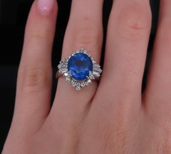 GIA 5.14ct Cornflower Blue Sapphire & 0.69ct Diamond Platinum Ring, Size 5.75