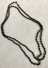 Made in Austria Faceted Black Glass Beaded Necklace Hand Knotted 29 in Antique