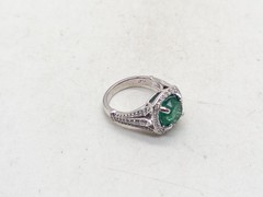Designer $15,000 5.50ct Colombian Emerald VS G Diamond Platinum HALO Ring 11g