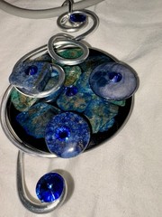 Jeff Lieb Modernist Crystal, Lapis, & More Statement Necklace Wearable Art
