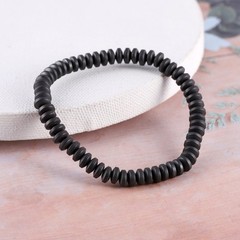 Natural Black Hematite Stone Bracelet Stretchable Bracelet Smooth Roundel