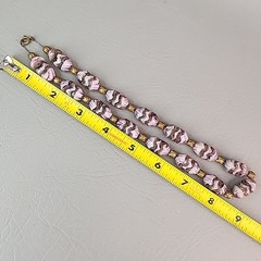 Vintage Art Deco Slag Glass Beaded Necklace Czech Purple Pinched Gold Tone 18″