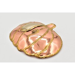 Vintage 3″ Brutalist Pumpkin Pin Brooch Pendant Large Copper Gold Chunky BinJ