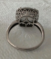 VINTAGE STERLING SILVER MOONSTONE? CHALCEDONY? HALO RING SIZE 9.75