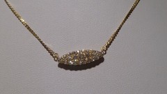 Vintage 14k Yellow Gold Pave Set Clean Shinny Diamonds Eye Shape Necklace