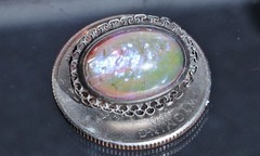 925 sterling silver brooch 5.20ct crystal opal pin 1900’s antique 3.1gr N3035