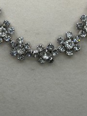 Vtg. Kramer Rhinestone Choker Floral Necklace Mid-Century Hollywood Regency