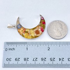 Vintage Sterling Silver 925 Dried Flower Moon Pendant