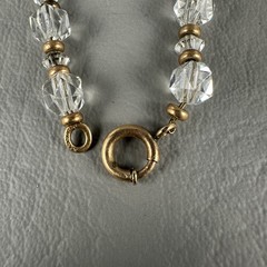 Vintage Necklace Clear Faceted Crystal Beads Gold Tone Graduated 15″