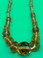 Antique Art Nouveau Cut Crystal Amber Costume Jewelry Necklace Art Deco – 01