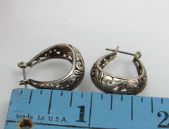 Vintage Jezlaine Sterling Silver Earrings Open Scroll Work Filigree JEZ 925