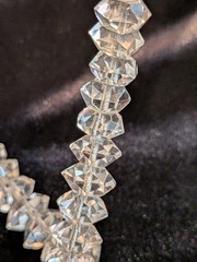 RARE Art Deco Hexagon beaded silver rock crystal 18” necklace