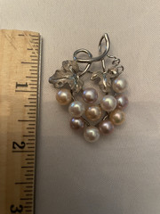925 Sterling Silver Antique Art Deco Pearl Floral Pin Brooch A Beauty!