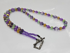 Lavender Green Yellow Glass Bead Multicolor Necklace 24″