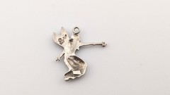 Vintage Sterling Silver Fairy Pendant Charm Wings Star Wand Outstretched Signed