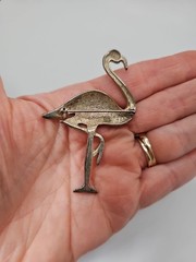 Vintage Aqua Blue Enamel Flamingo Brooch Pin Statement Brooch Miami