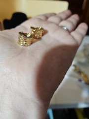 Vintage Gold Earrings Round Diamonds Elegant Domed Clip On