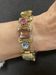 Pretty Vintage 50’s-60’s 5 Row Prong Set Rhinestone Bracelet 195MY6