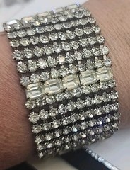 Vintage Wide Multistrand 1940’s Rhinestone Bracelet See Description 7.25″