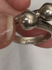 Vintage Mexico 925 Sterling Silver Double Bubble Ball Orb Modernist Ring