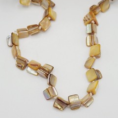 Warm Brown Beige Tone MOP Abalone Tri Tip Nugget NO CLASP Vintage Necklace 36 in