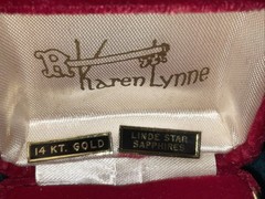 VINTAGE KAREN LYNNE 14KT GOLD LINDE STAR SAPPHIRES EARRINGS, NECKLACE SET