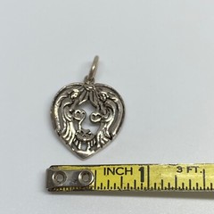 Vintage 925 Sterling Silver Valentine’s Day Heart With Angels Love Pendant