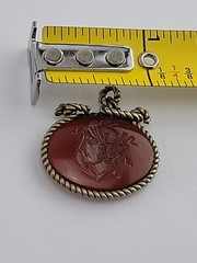 Vintage Carved Presssed Cameo Pendant Brown Mythological FOB Vicotrian