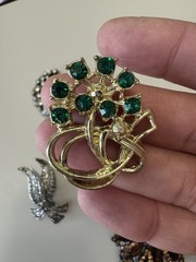 Vintage Brooch Lot of 7 Pcs 1950s 1960s 1970s Rhinestone Gem Retro Jewelry