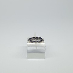 Art Decó 18kt Gold Band Ring With Diamonds and Blue Enamel – 836