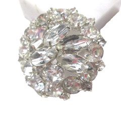 DOMED VINTAGE RHINESTONE PIN NAVETTES PRONG SET STONES VINTAGE