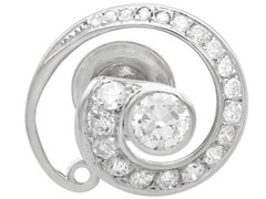 Vintage 1.70Ct Diamond and 14k White Gold Twirl Earrings Circa 1940