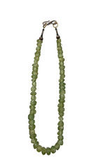 Vintage Chunky Green Prehnite Beaded Chip Nugget Necklace Handmade 18″ Choker