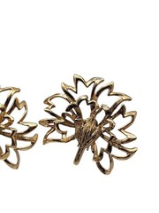 Napier Sterling Clip On Earrings 1940s Gold Wash 925 Silver Large Leaves 925