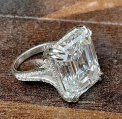 10 CT Art Deco Style Lab Created Asscher Cut Wedding 14K White Gold Plated Ring