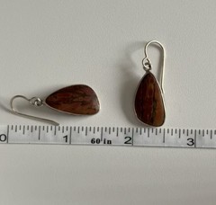 VINTAGE 925 STERLING SILVER RED CREEK JASPER DROP DANGLE 1.50” EARRINGS 5.90g