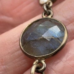 Dangle Gemstone Earrings Gold Over 925 Labradorite Smoky & Clear Quartz 2in Drop