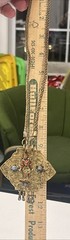 Vintage Nepal/Tibetan Brass Metal Coral Turquoise Stones Buddha Necklace ￼