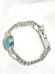 Vintage Heavy Exex Claudia Agudelo Sterling Woven Turquoise Bracelet 6.25″-6.5″