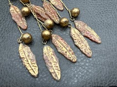 Vintage Lady Face Egyptian Revival Red Huge Waterfall Fringe Dangle Necklace 18”