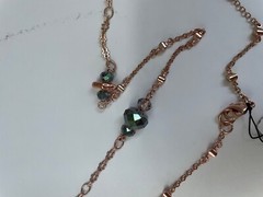 Vintage Rosa Austrian Crystal Necklace Stations Smoky Gold Tone 60″ DJ195