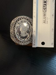 Whiting & Davis massive cuff bracelet clear cut cameo silver tone sz 6.5 vintage