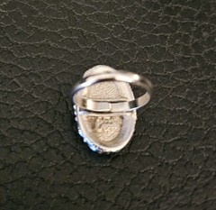 Hematite Cocktail Ring Adjustable Womens Statement Piece Oblong Celebrity Vtg