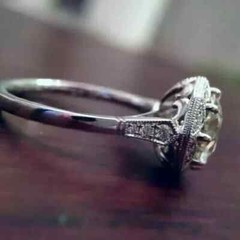 Art Deco Style Round Lab Created Diamond 14K White Gold Finish Engagement Ring